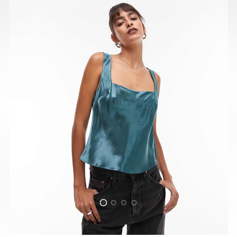 Topshop square neck cami top in ocean blue